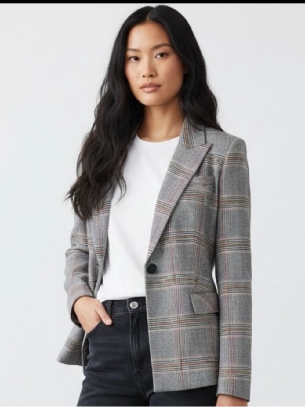 Veronica Beard Danielle Dickey Peacoat Grey Plaid (Zip-In Compatible) Size 6